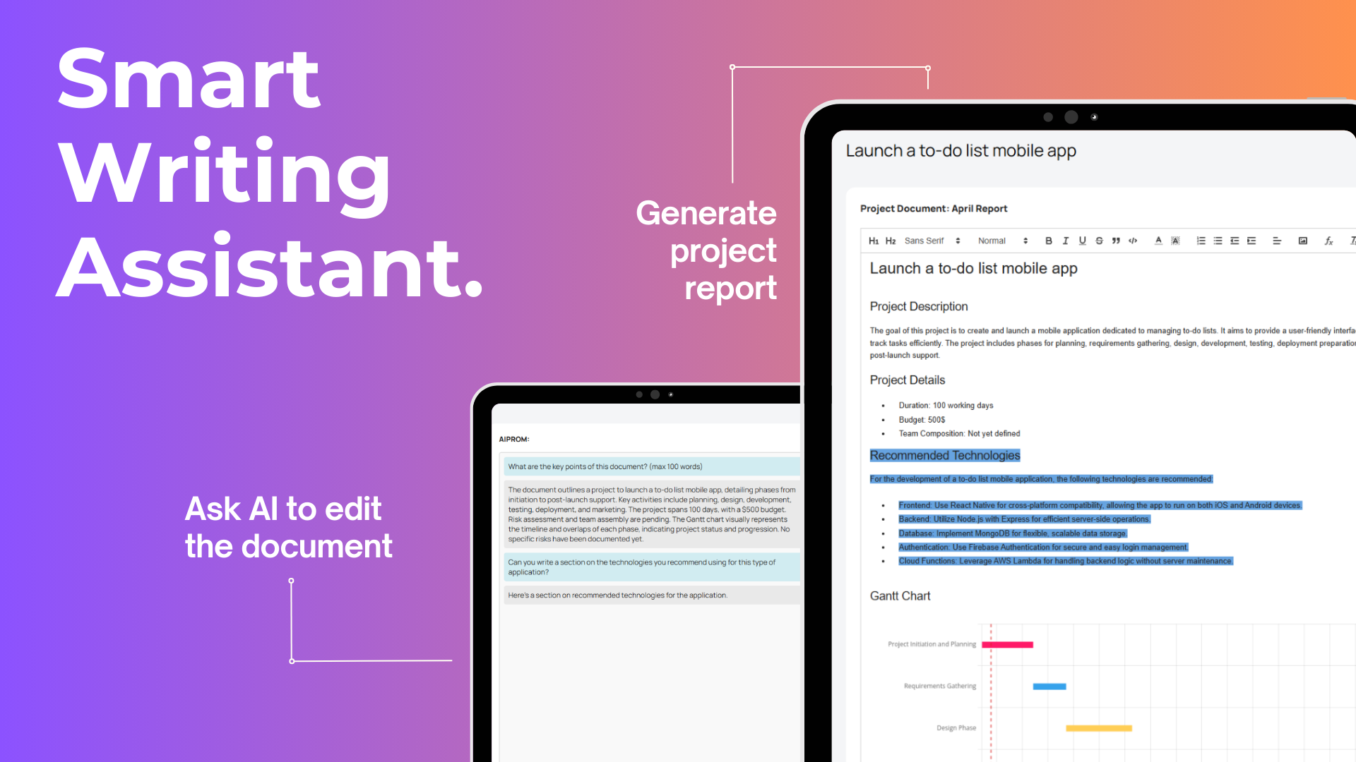 Smart AI writing assistant to draft reports, summaries, and more