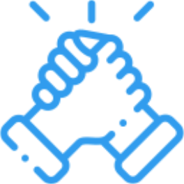 Icon representing team collaboration with hands joined together