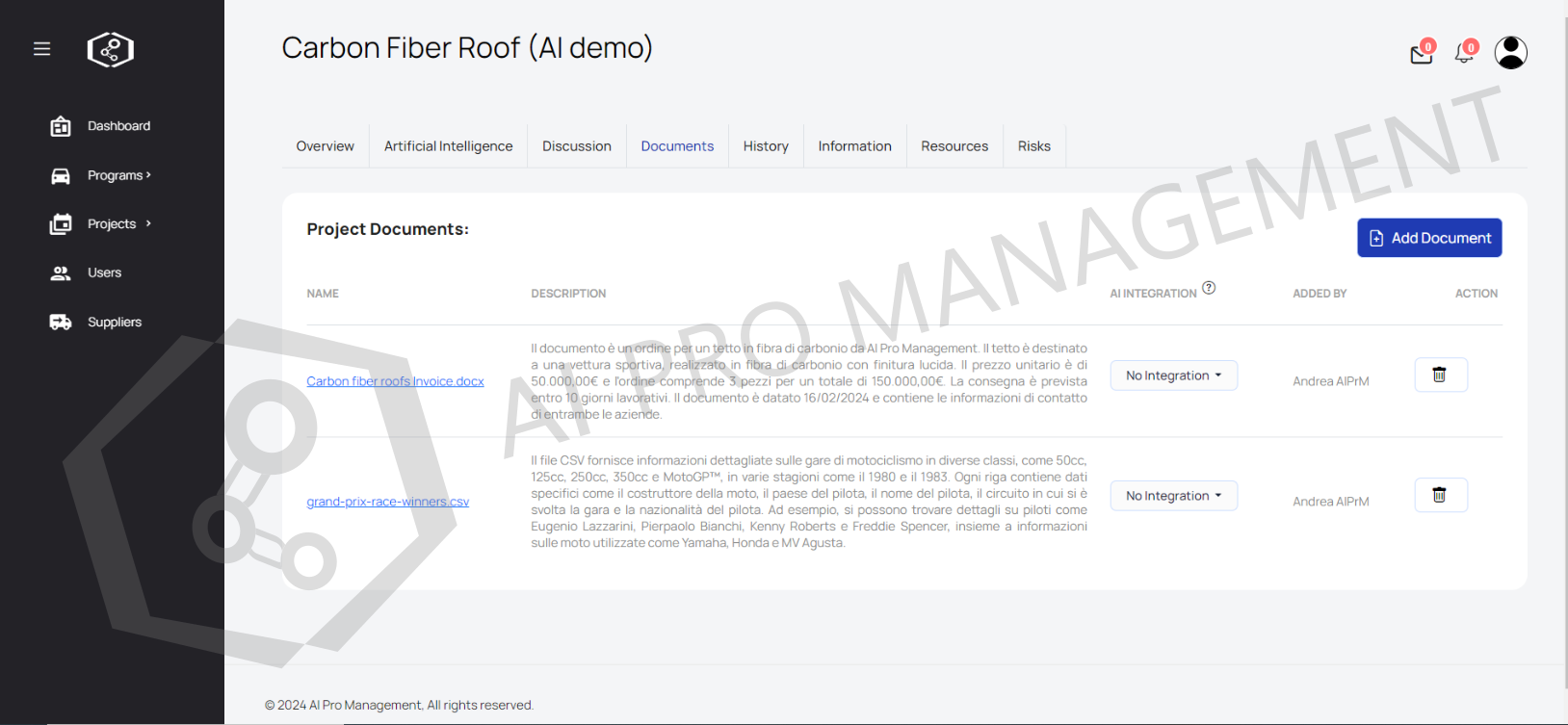 Documents repository with AI-generated description